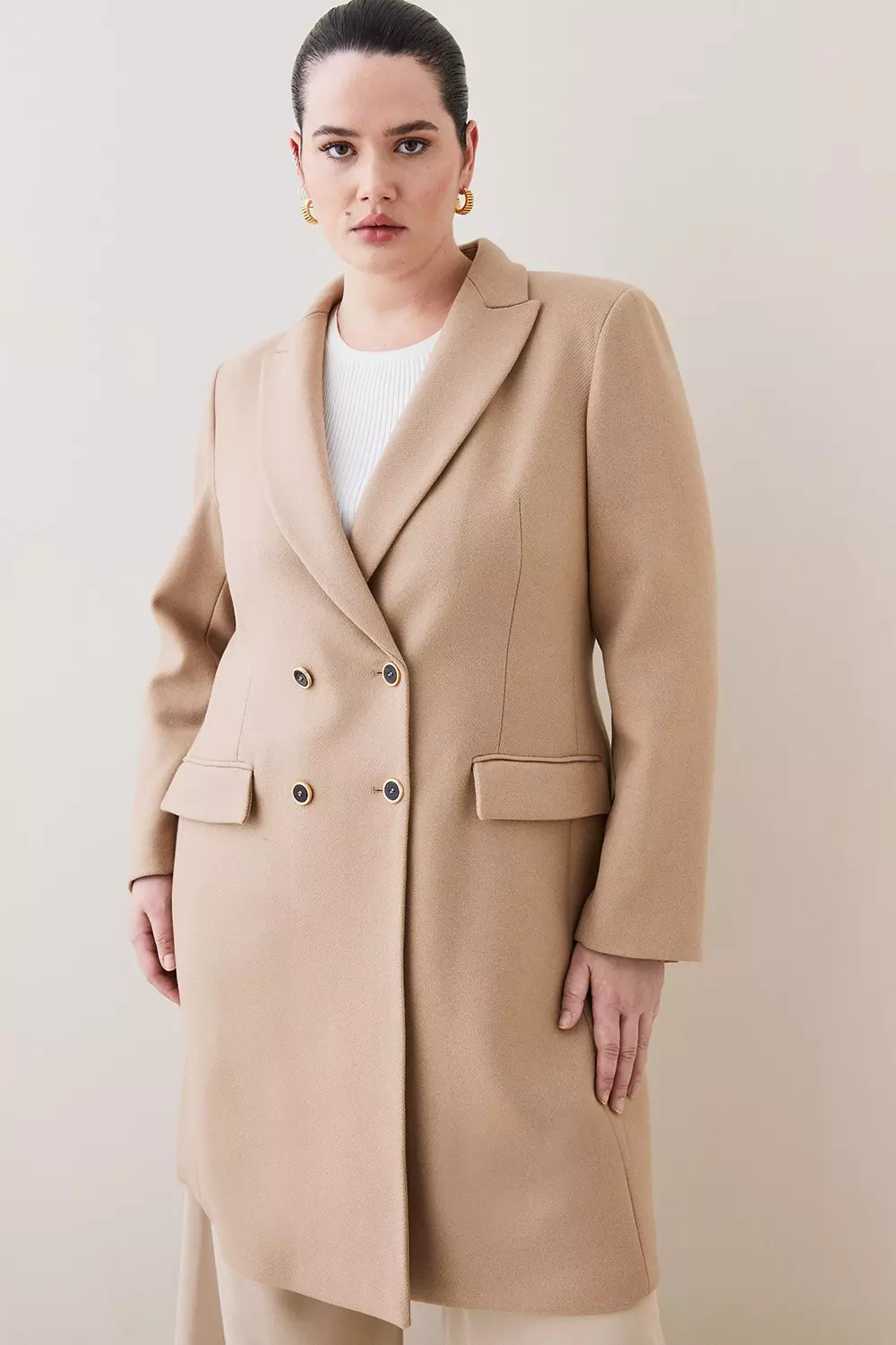 Plus Size Italian Wool Double Breasted Tailored Coat Karen Millen